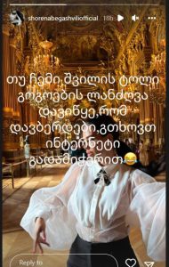 „თუ ჩემი შვილის ტოლა გოგოების ლანძღვა დავიწყე, გთხოვთ...“ - რას წერს შორენა ბეგაშვილი