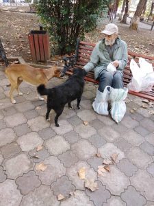 "ეს პავლე ბაბუა თავის საყვარელ მეგობრებთან ერთად" - ამბავი მოხუცზე, რომელიც თავის ისედაც მცირედ ლუკმას ძაღლებს უნაწილებს