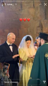 (ფოტო) ჯვარი სვეტიცხოველში დაიწერეს - ანუკი არეშიძე მეჯვარედ პირბადით იდგა