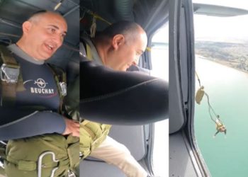 (ვიდეო) თავდაცვის მინისტრმა სპეციალური ოპერაციების ძალების სამხედროებთან ერთად საპარაშუტო ხტომა განახორციელა