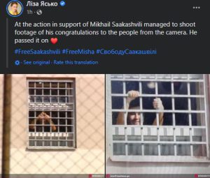 (ფოტო) ლიზა იასკო სააკაშვილის საკნის გისოსებთან გამოჩენას ეხმაურება