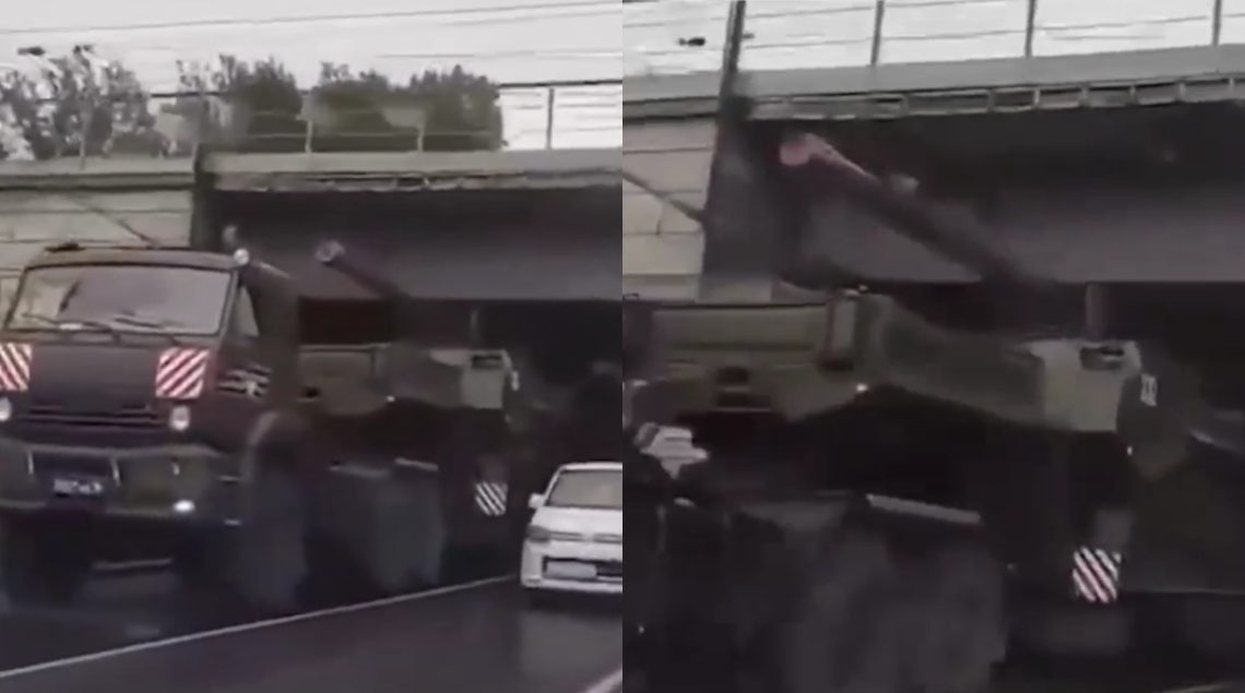 🎥VIDEO: რუსული ტანკი ხიდის ქვეშ გაიჭედა