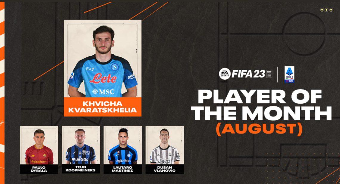 ხვიჩა კვარაცხელია სერია A-ში აგვისტოს თვის საუკეთესო მოთამაშედ დასახელდა