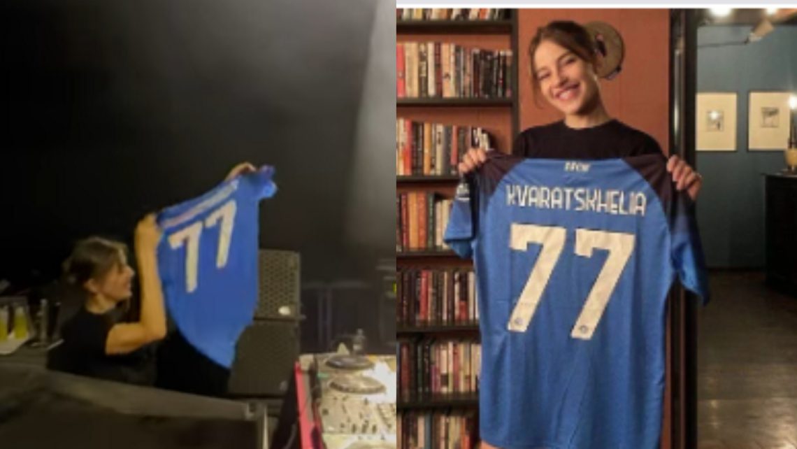 VIDEO: იტალიელი დიჯეი ანფისა ლეტიაგო ქართველი მსმენელის წინაშე კვარაცხელიას მაისურით წარდგება