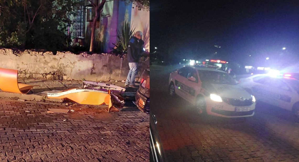 ქუთაისში, ბანკის ტერმინალებს მანქანა დაეჯახა (ფოტო)