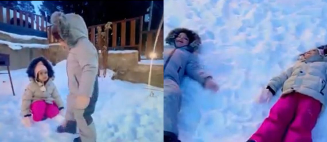 🎥ნოდარ მელაძის უსაყვარლესი ტყუპები თოვლის ანგელოზს თამაშობენ