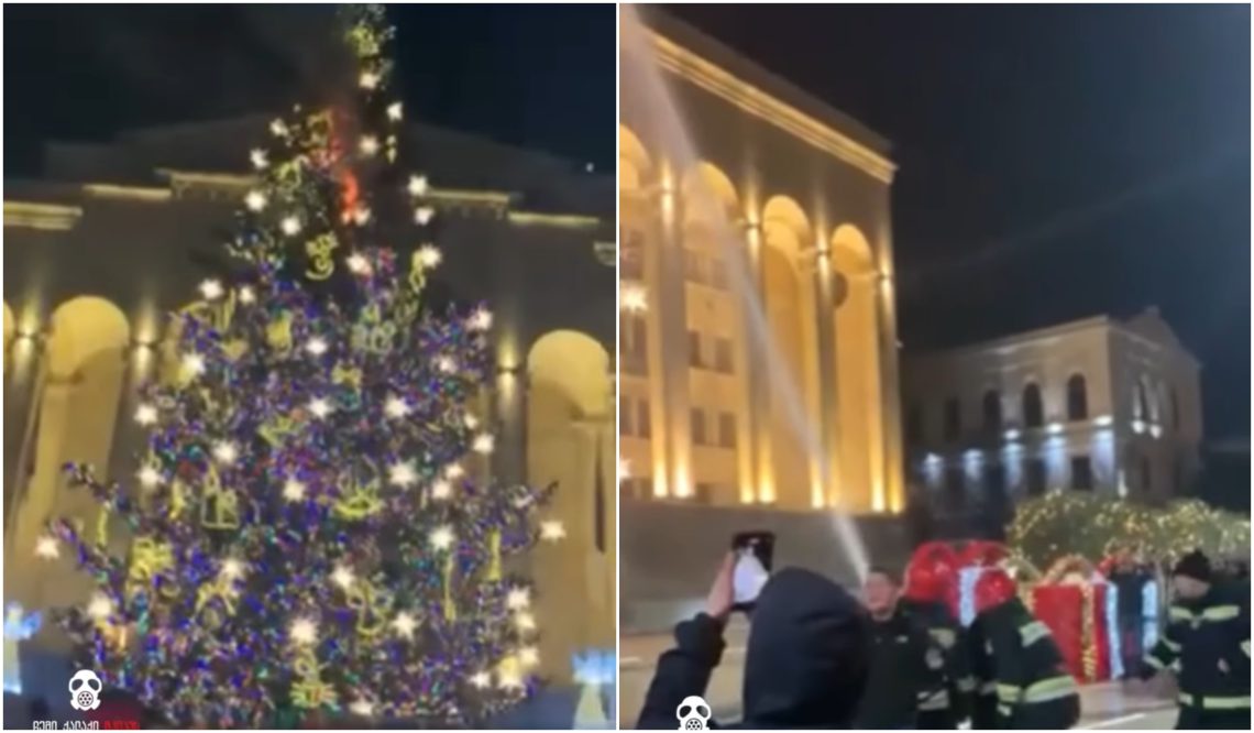 🎥ახალი წლის ღამეს დედაქალაქის მთავარ ნაძვის ხეს ცეცხლი წაეკიდა