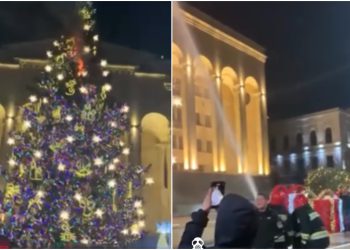 🎥ახალი წლის ღამეს დედაქალაქის მთავარ ნაძვის ხეს ცეცხლი წაეკიდა