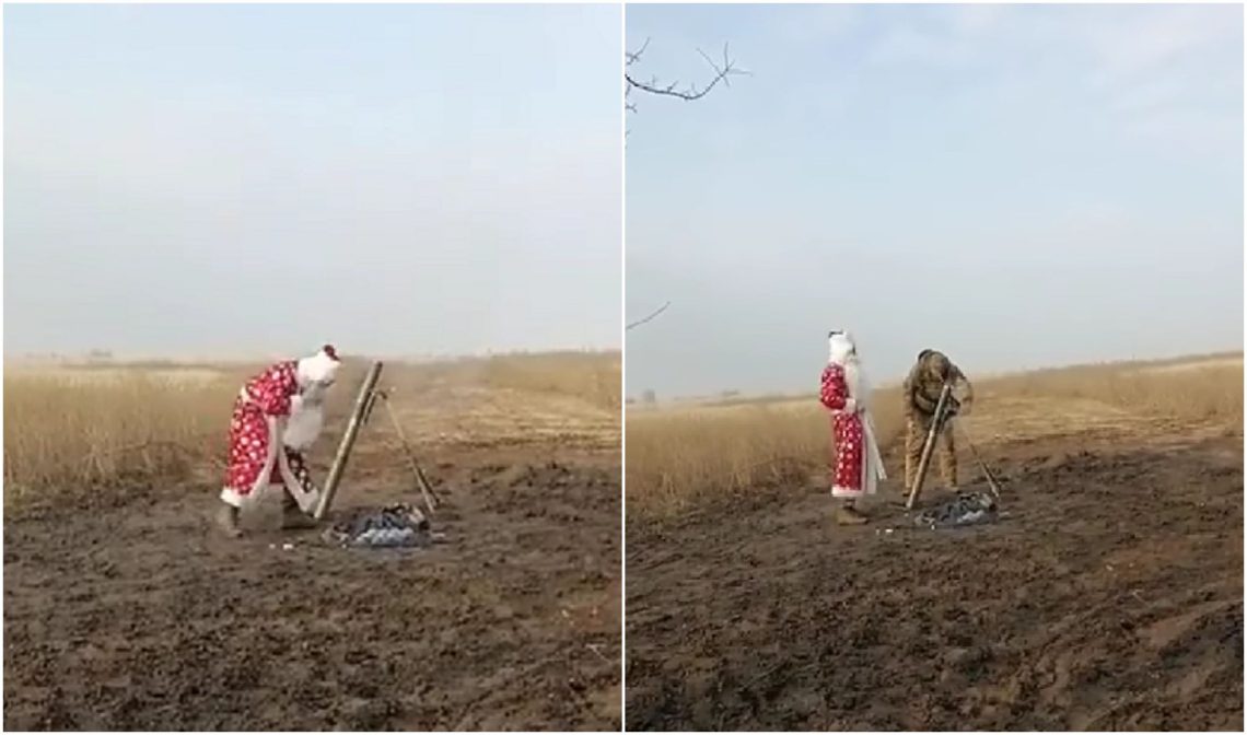 VIDEO: უკრაინელი თოვლის ბაბუს საჩუქარი ოკუპანტებს