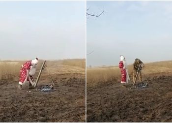 VIDEO: უკრაინელი თოვლის ბაბუს საჩუქარი ოკუპანტებს