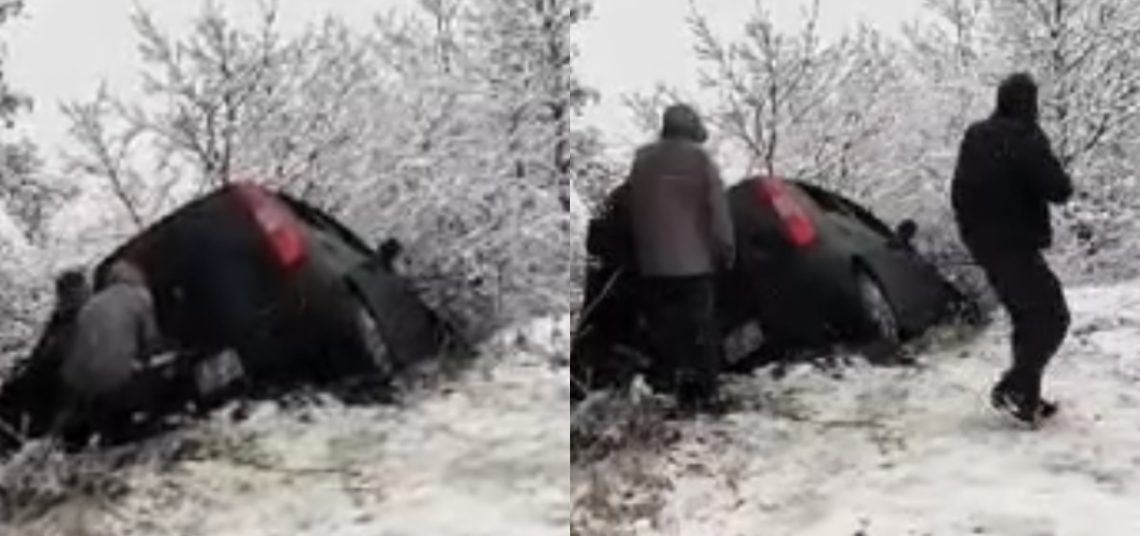 🎥ორბეთთან ავტომობილი მოცურდა და ხევში გადავარდა- გმირმა ბიჭებმა კი ხელით ამოათრიეს