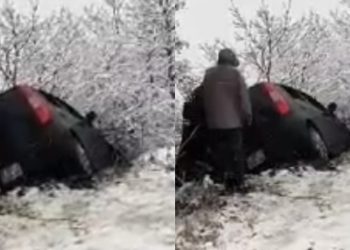 🎥ორბეთთან ავტომობილი მოცურდა და ხევში გადავარდა- გმირმა ბიჭებმა კი ხელით ამოათრიეს