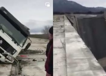 🎥სამტრედიასთან ავტომაგისტრალზე გადასასვლელი ხიდი ჩაინგრა – შემაშფოთებელი კადრები რიონიდან