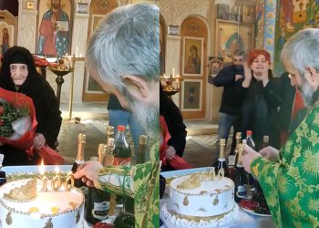 🎥ვიდეო:100 წლის შურა ბებოს მრევლმა დაბადებისდღე მიულოცა