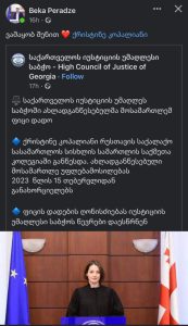 “გილოცავ ცოლის მოსამართლედ მოწყობას” – გრიგალაშვილი ფერაძეს