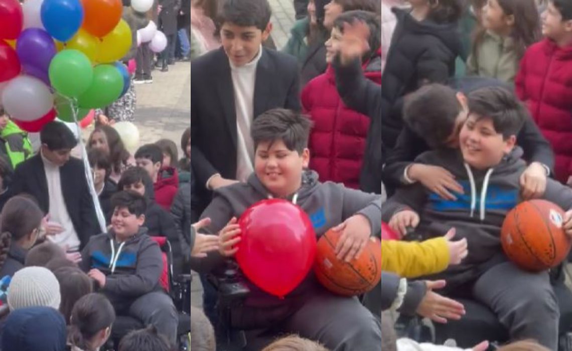 VIDEO: როგორი დახვედრა მოუწყვეს დათი ქოქრაშვილს ერთწლიანი პაუზის შემდეგ სკოლაში