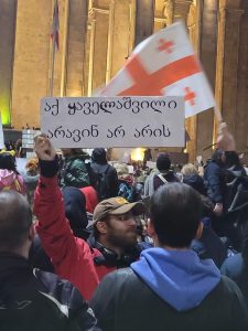 "აქ ყაველაშვილი არავინ არ არის" - პლაკატი აქციიდან