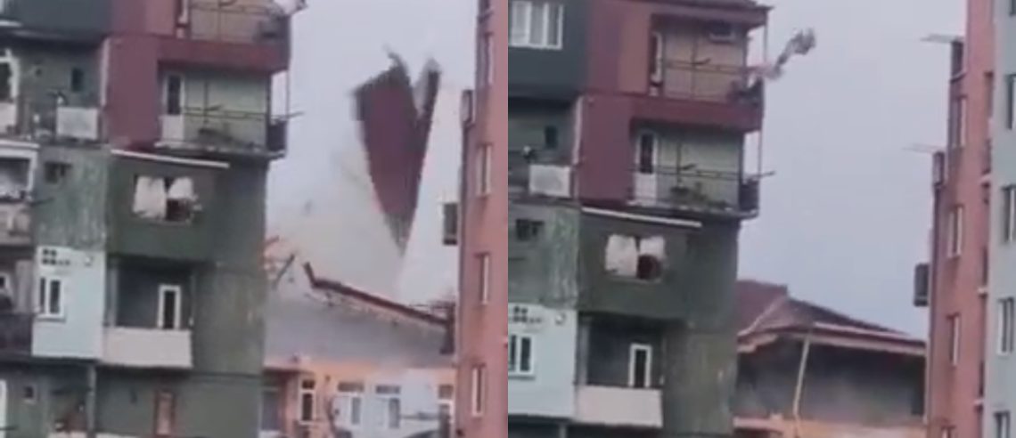 🎥ბათუმში ქარმა კორპუსს სახურავი მთლიანად ააძრო – ასეთი კადრები მხოლოდ ფილმებში გინახავთ