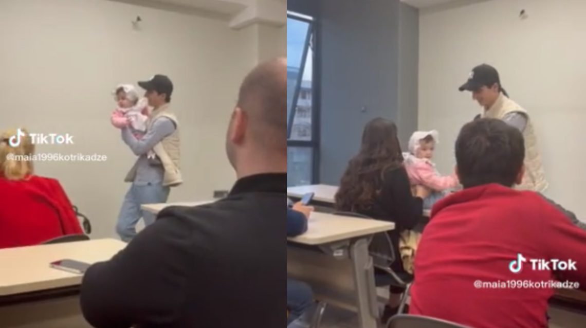 🎥 „როცა 1 წლის შვილი სამართლის ფაკულტეტზე შენთან ერთად სწავლობს“ – რა კადრები ვრცელდება სოციალურ ქსელში
