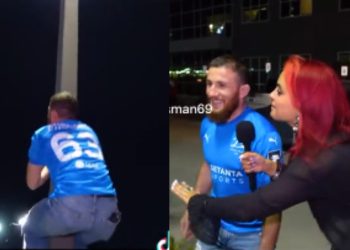 🎥 VIDEO: მერაბ დვალიშვილი ამერიკულ შოუში „დინამოს“ მაისურით განათების ბოძზე ავიდა