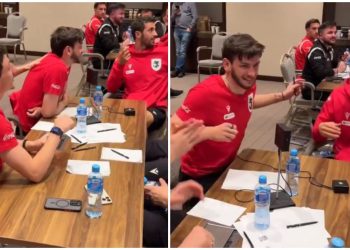 🎥 VIDEO: ჩამჭრელი კითხვა ნაკრების ფეხბურთელებისთვის, რომელსაც ხვიჩა კვარაცხელიამ სწორად უპასუხა