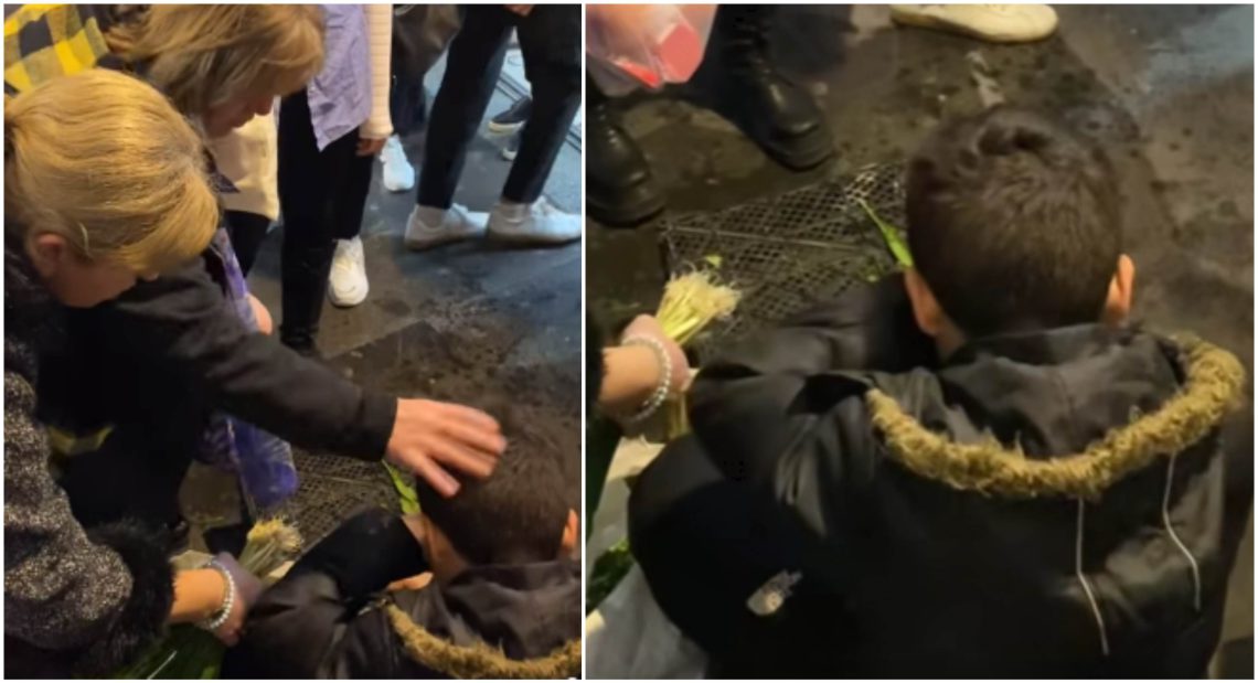 “ადექი, ბიჭო!” – ატირებულ ბავშვს, რომელიც ვარკეთილის მეტროსთან მწვანილით ვაჭრობს, ადგილს ძალით ატოვებინებენ