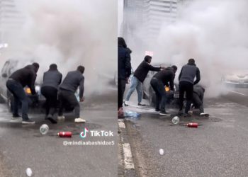 VIDEO: მანქანა შეიძლებოდა აფეთქებულიყო, მაგრამ არ შეუშინდნენ და… – ნახეთ, რა მოხდა ბათუმში, სადაც ავტომობილი ცეცხლში იყო გახვეული