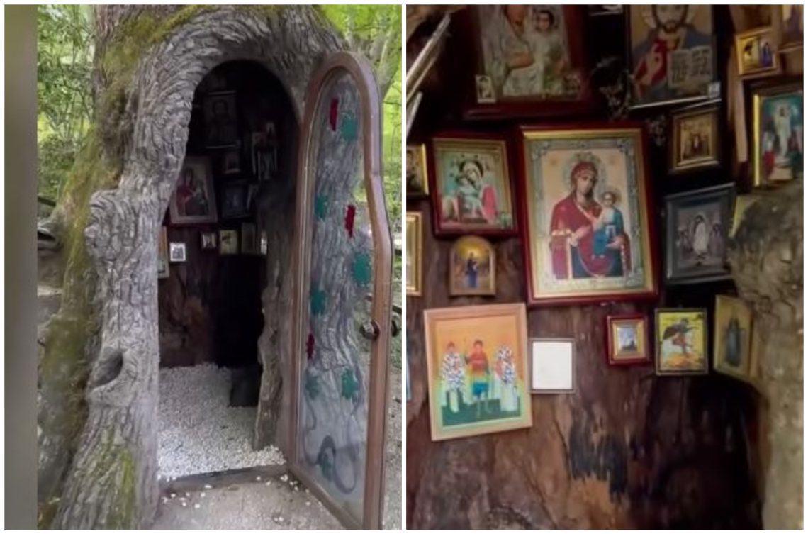 🎥 VIDEO: ოთხსაკუკუნოვან მუხის ხეში მოწყობილი სამლოცველო – ემოციური კადრები ქუთაისიდან