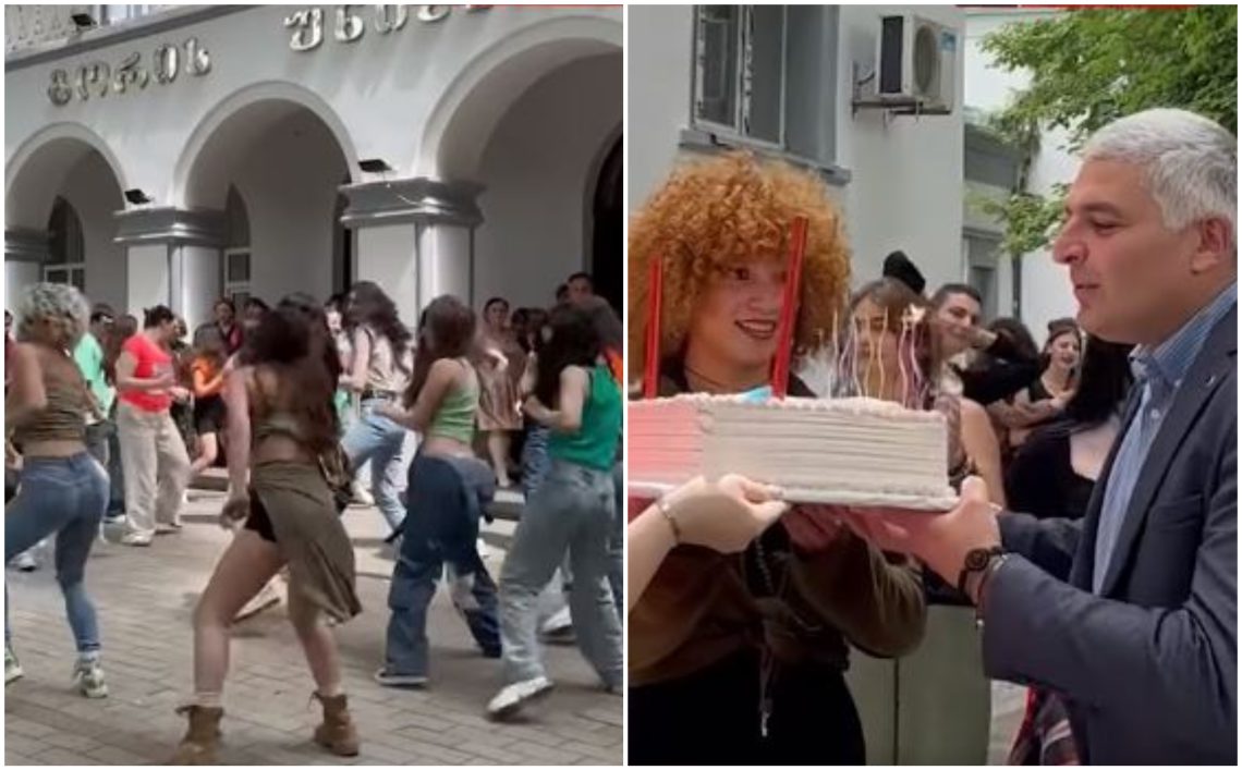 🎥 VIDEO: ნახეთ, როგორი ფლეშმობით მიულოცეს გორის უნივერსიტეტის რექტორს სტუდენტებმა დაბადების დღე