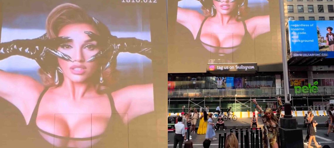 🎥გზა საქართველოდან “თაიმ სქვერამდე” – ნუცა ბუზალაძის ახალი კლიპის ბანერი ნიუ-იორკის ცენტრში