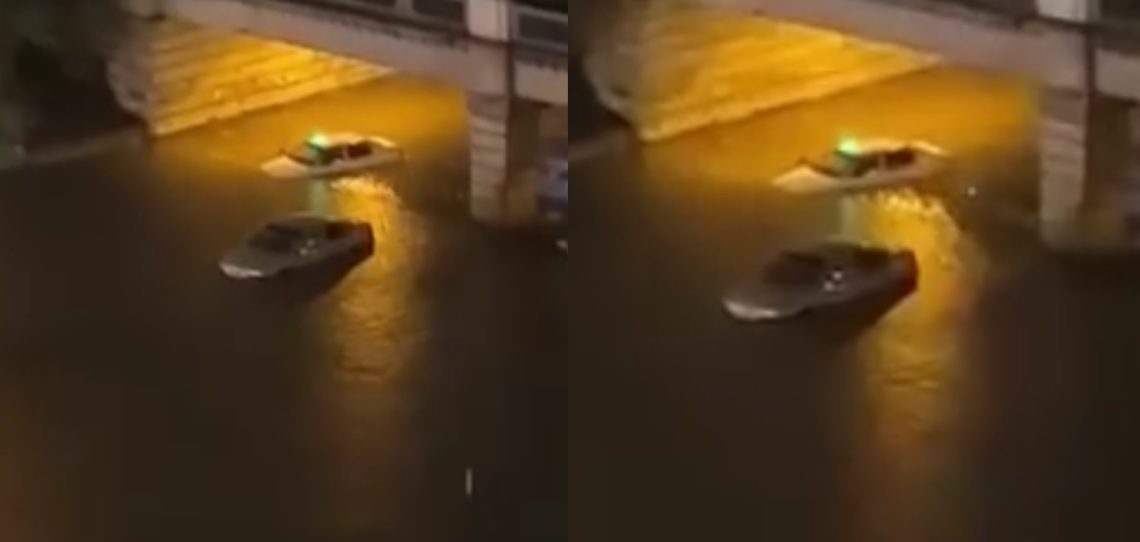 VIDEO: ძლიერი წვიმა თბილისში – ადიდებულმა წყალმა ავტომობილი თითქმის მთლიანად დაფარა