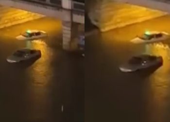 VIDEO: ძლიერი წვიმა თბილისში – ადიდებულმა წყალმა ავტომობილი თითქმის მთლიანად დაფარა