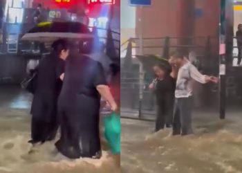 VIDEO: “მოვარდნილი წყალი მდინარესავით მოედინება” – რა ხდება ამ წუთებში გლდანის მეტროსთან