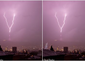 📷 „წუხელ, ძლიერი წვიმის დროს, თბილისის ანძას მეხი დაეცა“