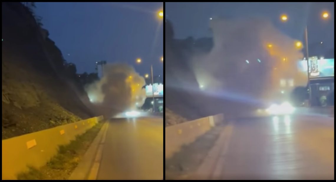 რამდენიმე წუთის წინ, თბილისში, ახალ გზაზე კლდე ჩამოინგრა