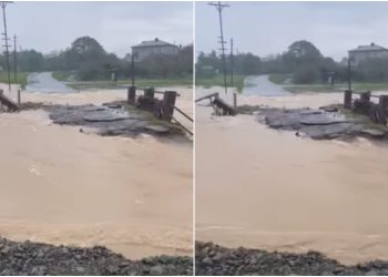 VIDEO: “დამთავრდა ჩვენი აქედან მოძრაობა” – გურიანთაში წყალმა ხიდი წაიღო