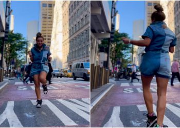 VIDEO: ნიუ-იორკის ქუჩებში აცეკვებული ნუცა ბუზალაძე