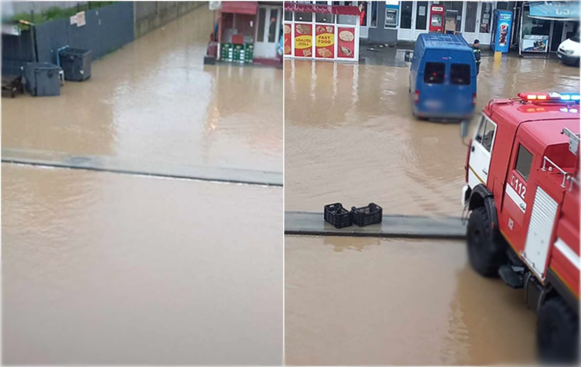 ძლიერი წვიმის შედეგად ქობულეთის ქუჩები დაიტბორა