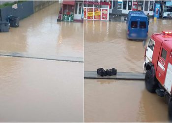 ძლიერი წვიმის შედეგად ქობულეთის ქუჩები დაიტბორა