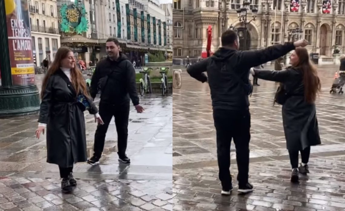 🎥ოზურგეთელმა წყვილმა ქართული ცეკვა  პარიზში მერიის მოედანზე შეასრულა – ვიდეო სოც. ქსელებს იპყრობს