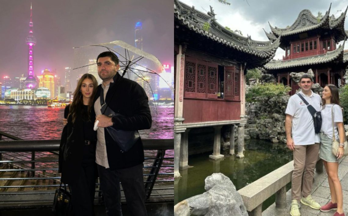ბიზნესმენ თოშა ქებურიასა და უმშვენიერესი ქეთი ჟღენტის მოგზაურობა ჩინეთში – წყვილის რომანტიკული კადრები წვიმიანი შანხაიდან