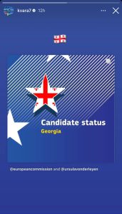 ხვიჩა კვარაცხელია საქართველოსთვის EU-ს კანდიდატის სტატუსის მინიჭებას ეხმაურება
