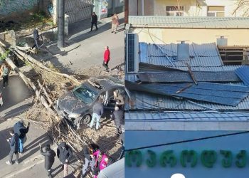 “ეცადეთ, არ გახვიდეთ ფეხით” – ძლიერი ქარის შედეგად დედაქალაქში წაქცეულია ხეები და გადახდილია სახურავები