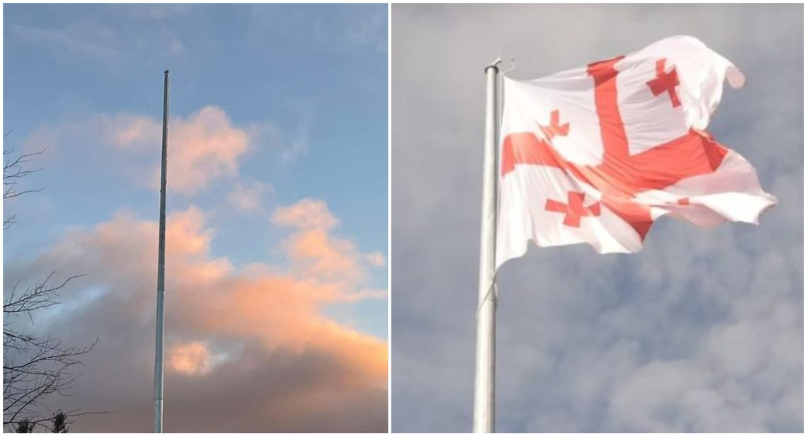 ვარკეთილში დროშა, რომლის აღმართვაც 317 ათასი ლარი დაჯდა, ქარმა წაიღო