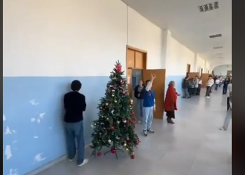 🎥 მოსწავლეებმა სკოლაში ნაძვის ხე საზეიმოდ აანთეს – ნახეთ, სახალისო კადრები