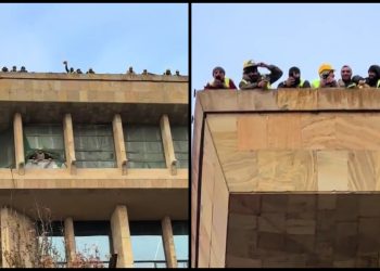 🎥 ემოციური კადრები თბილისის ცენტრიდან, მუშები სახურავიდან აღნიშნავენ ევროკავშირის კანდიდატის სტატუსის მინიჭებას