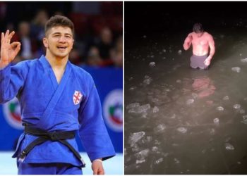 🎥მსოფლიოსა და ევროპის ჩემპიონმა, ლუკა მაისურაძემ, ნათლისღება გაყინულ მდინარეში ჩასვლით აღნიშნა