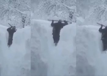 🎥„კადრები გადაღებულია რამდენიმე წუთის წინ“ – ლენტეხში, ელექტრიკოსი ცდილობს მიუახლოვდეს დაზიანების ადგილს