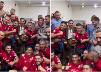 🎥 ეროვნულმა ნაკრებმა გამარჯვება ილია თოფურიასთან ერთად აღნიშნა – იხილეთ კადრები