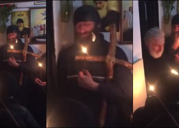 🎥 ბერი ნიკოლოზის ბინის კართან ანთებული სანთლით კაცს წვერზე ცეცხლი მოედო – რა მოხდა ადგილზე